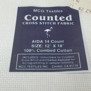 Vtg MCG Textiles Counted Cross Stitch Fabric Aida 14 Count 12"x18" Combed Cotton